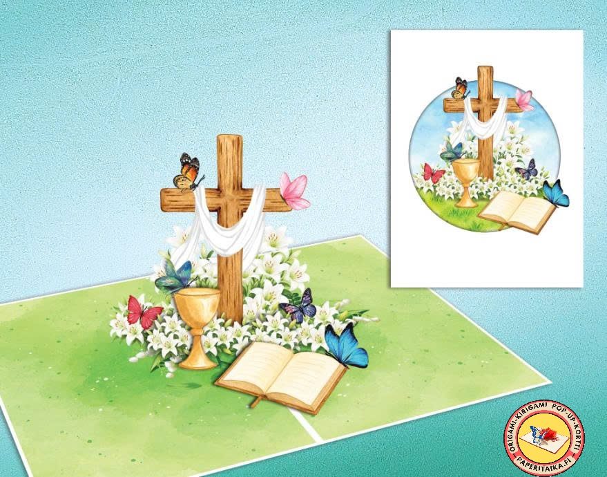 3D rippikortti ja surukortti – Risti ja kukat