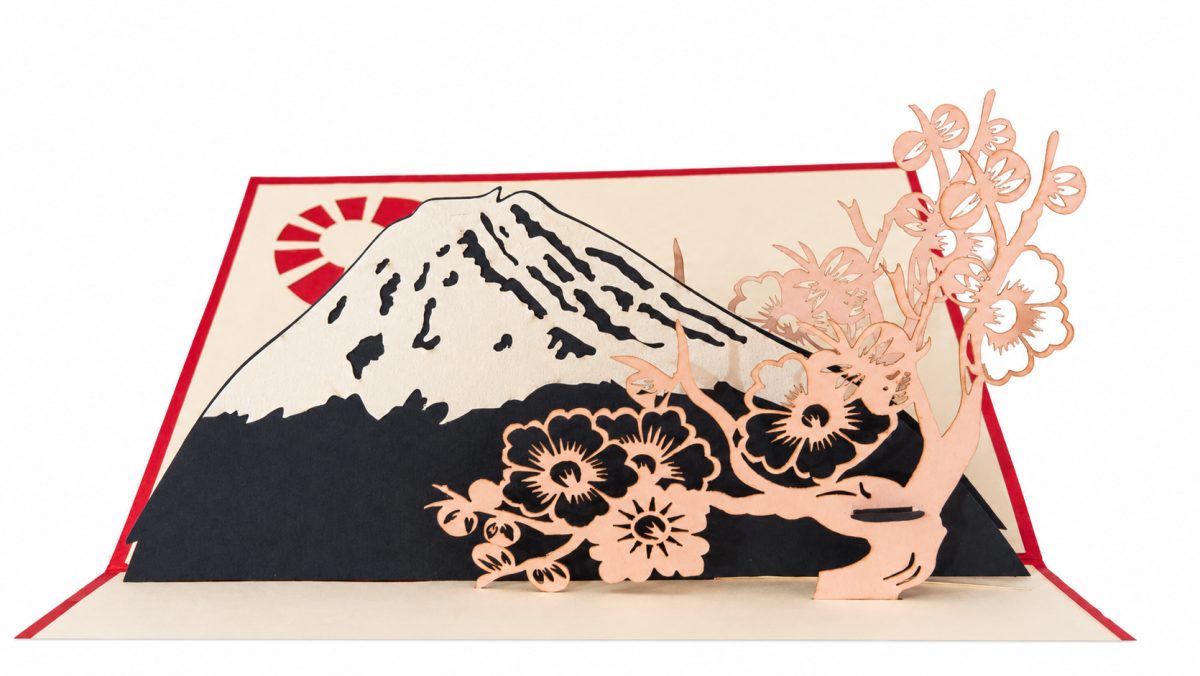 Fuji-vuori 3D pop-up-kortti – kirsikankukat ja Japanin tunnelma – kuva 2