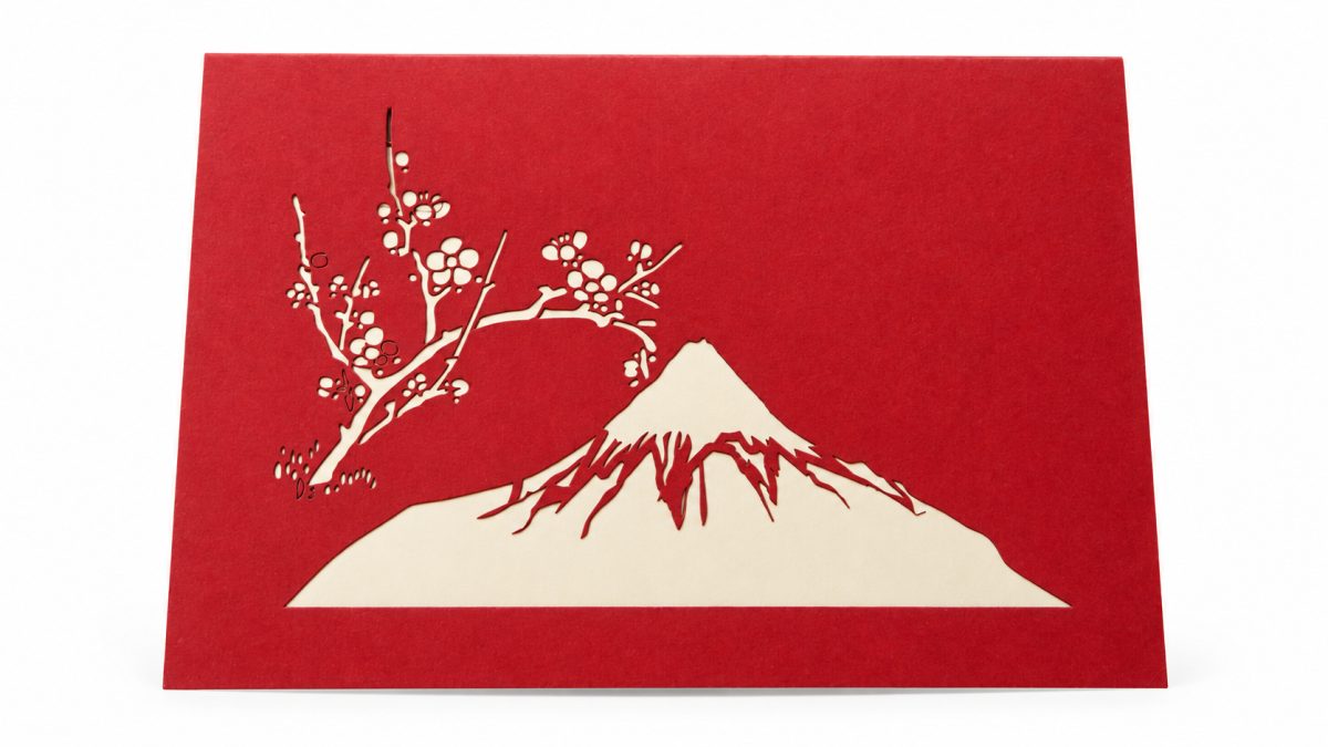 Fuji-vuori 3D pop-up-kortti – kirsikankukat ja Japanin tunnelma – kuva 3