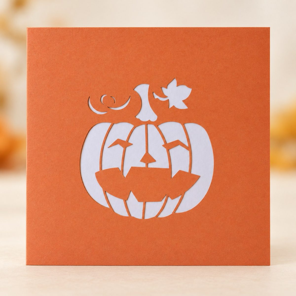 Kurpitsalyhty 3D pop-up-kortti – Halloween-tervehdys