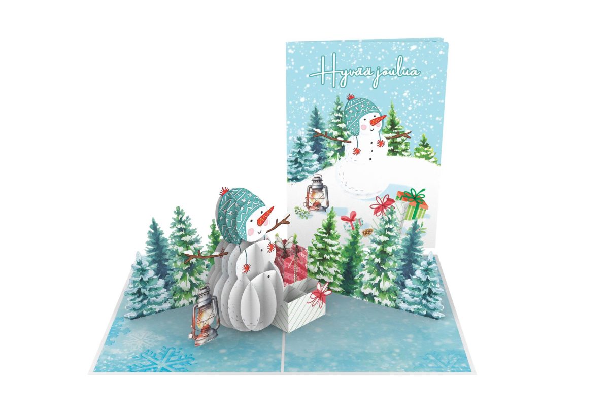 Hyvää Joulua Lumimies – 3D Pop-Up Joulukortti