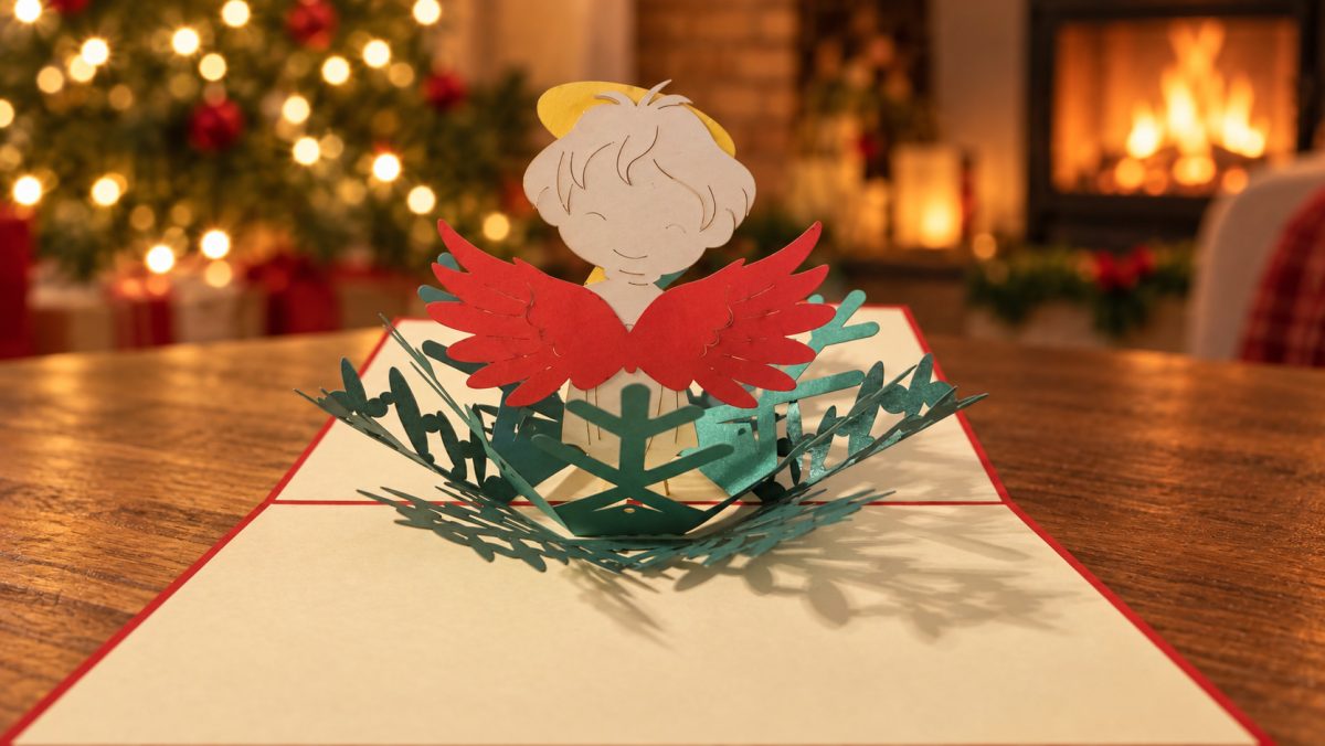 Tähtienkeli 3D pop-up-joulukortti – suloinen joulutervehdys